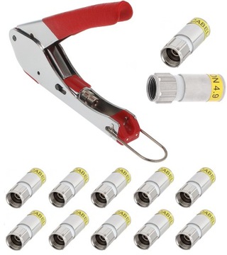 Zaciskarka Kompresyjna + 10x Wtyk F Cabelcon RG-6