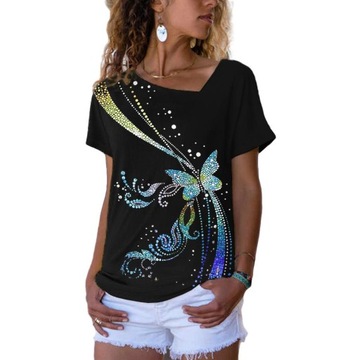 MODNA KOBIECA BLUZKA DAMSKA T-SHIRT Z NADRUKIEM