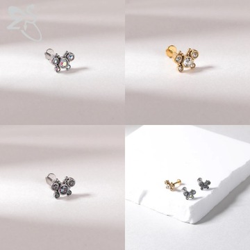 ZS-Пирсинг Лабрет де Асеро неокисляемый Цвет дорадо, бола де кристал пара