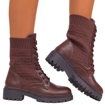 BOTKI DAMSKIE GLANY BUTY CZARNE TRAPERY WYSOKIE ELEGANCKIE 38