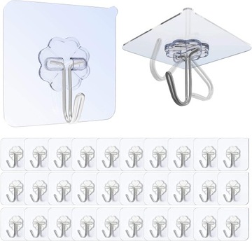 Przezroczyste haczyki na ścianę Haczyki samoprzylepne małe przezroczyste