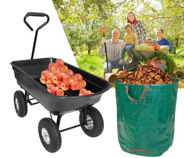 ТРАНСПОРТНАЯ ТЕЛЕЖКА Садовая тачка ПРИЦЕП Садовый самосвал + сумка