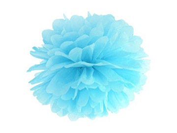 Pompon bibułowy dekoracja - błękitny 25 cm