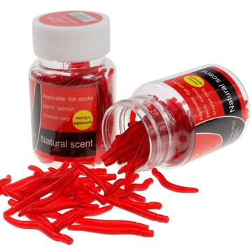 Sztuczny czerwony robak 35 mm gnojak aromatyzowany jak żywy przynęta 100szt
