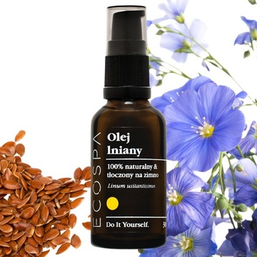 OLEJ LNIANY KOSMETYCZNY TŁOCZONY NA ZIMNO DO TWARZY I WŁOSÓW 30 ML ECOSPA
