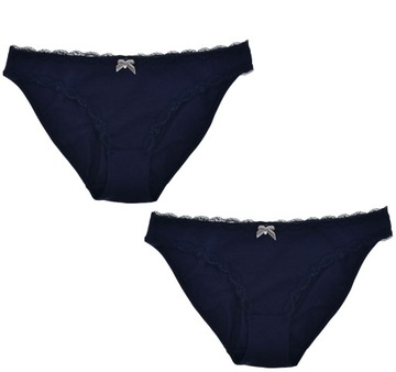 Atlantic majtki figi damskie bawełniane granatowe komplet 2-pack - L