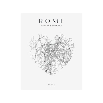 Plakat Mapa miasta Rzym Włochy Europa Italia serce 21X29,7 cm