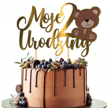 Topper na tort MOJE 2 urodziny miś