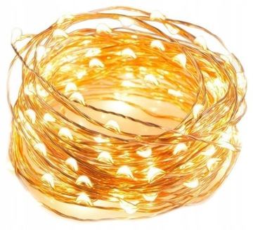 100 LED LAMPKI CHOINKOWE NA DRUCIKU NA BATERIE
