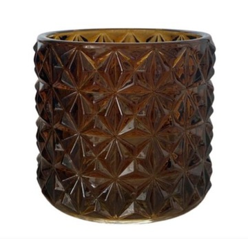 ŚWIECZNIK SZKLANY BRĄZOWY 9x9,5 DEKORACYJNY świecznik OZDOBNY tealight