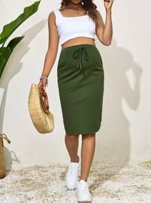 CIEMNOZIELONA SPÓDNICA CIĄŻOWA DOPASOWANA GŁADKA REGULOWANA SHEIN 38