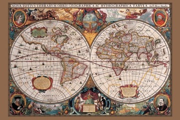 Antyczna Mapa Świata - plakat 91,5x61 cm