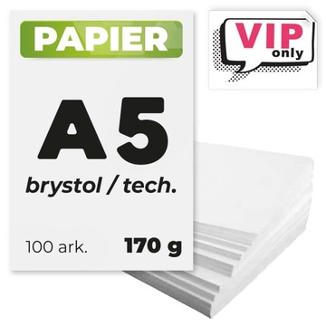 Papier techniczny brystol biały gruby 170g A5 100 sztuk