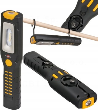LAMPA WIELOFUNKCYJNA AKUMULATOROWA 6+1 LED 300LM KEMPINGOWA MAGNES HACZYKI