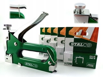 СТАЛЬНОЙ ОБИВОЧНЫЙ СТЕПЛЕР 4-14ММ + СКОБЫ 8 мм STALCO
