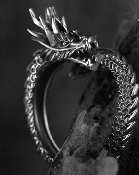 pierścień srebrny Smok Pazury Goth Rock Punk