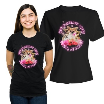 Koszulka Damska z Nadrukiem Bawełna T-shirt na Prezent W Oczach Łezki XXL