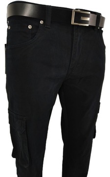 МУЖСКИЕ ЧЕРНЫЕ БРЮКИ-КАРГО W39 100-102 СМ