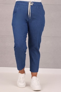 SPODNIE MOM FIT BAWEŁNIANE DUŻE ROZMIARY NA GUMCE LUŹNE OVERSIZE JEANS