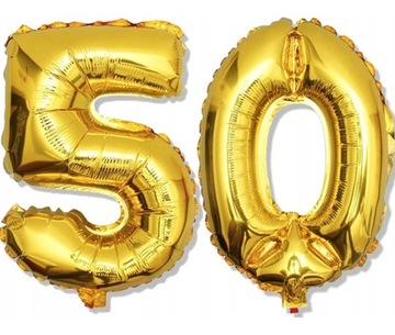 Balon foliowy cyfra 50 urodzinowy pięćdziesiątka DUŻY dekoracje HEL 100cm