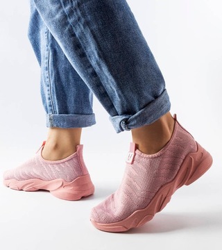Buty sportowe damskie różowe wsuwane sneakersy trampki tenisówki 23635 38