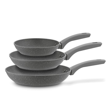 НАБОР ИНДУКЦИОННЫХ СКОВОРОД С АНТИПРИГАРНЫМ ПОКРЫТИЕМ, 3 шт., 20/24/28 см Серый Мрамор Konighoffer