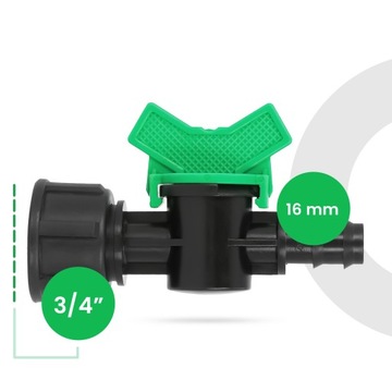 Zawór PE 16x3/4 GW WCISKANY Wtyk Złączka Łącznik Kształtka WĘŻA Nawadnianie