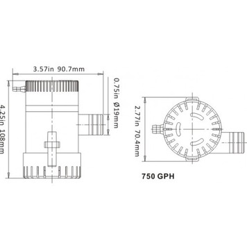 НАСОС Трюмной ВОДЫ ДЛЯ ЯХТЫ SEAFLO 12В 750ГЛ/Ч / 47Л МИН - СУПЕР КАЧЕСТВО