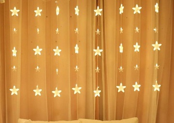 Светодиодная световая завеса с теплыми белыми звездами