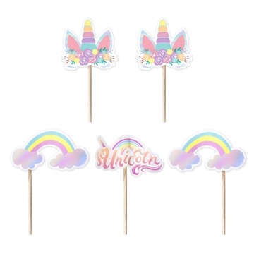 ТОППЕР ЕДИНОРОГ, наборы для тортов, ГОДОВИК, 5 шт, 9 см
