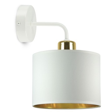 Lampa Ścienna Kinkiet Abażur Biały Złoty E27 LED