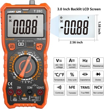 ЦИФРОВОЙ МУЛЬТИМЕТР ИЗМЕРИТЕЛЬ ЭЛЕКТРИЧЕСКОГО ТОКА УНИВЕРСАЛЬНЫЙ lovum T28C