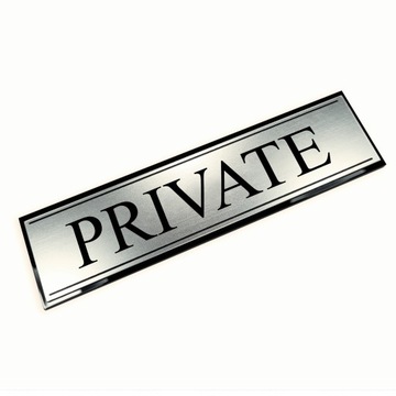 Tabliczka na drzwi, PRIVATE, srebrna tabliczka, 15cm x 3,5cm