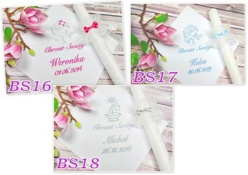 Крестильный набор, белая одежда и крестильная свеча, именной сувенир Perła BS