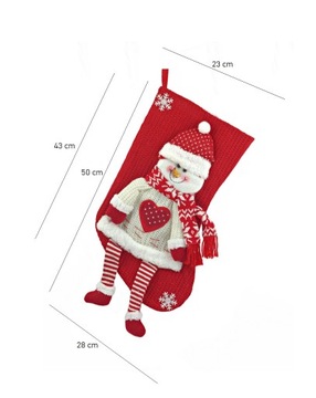 РОЖДЕСТВЕНСКИЙ НОСОК ДЛЯ ПОДАРКОВ 3D СНЕГОВИК XXL