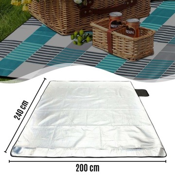 KOC PIKNIKOWY Z IZOLACJĄ PLAŻOWY 200x240 cm MATA DUŻA WODOODPORNA PLAŻOWA