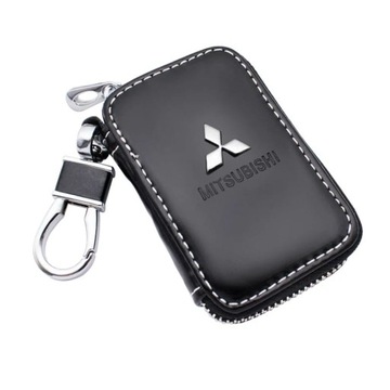 PIĘKNE Etui brelok kluczyki MITSUBISHI chrom Skóra