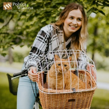 КОРЗИНА НА РУЛЕ ДЛЯ ТРАНСПОРТИРОВКИ СОБАКИ, КОШКИ, ПЛЕТЕНАЯ КОРЗИНА С ПОДУШКОЙ