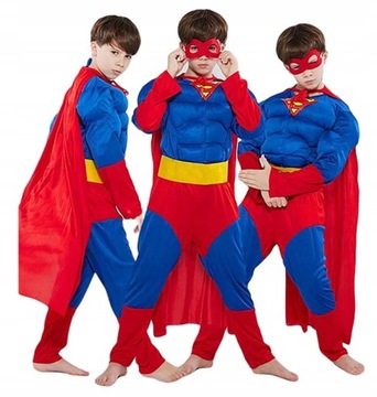 Superman Strój Superbohater Mięśnie Kostium Przebranie 110/116