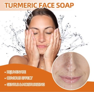 Мыло для лица с куркумой, нежное очищение, уменьшение прыщей.