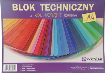 Blok Techniczny A4 z Kolorowymi Kartkami