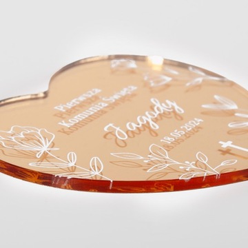 Magnes na lodówkę prezent podziękowanie gości ślub serce lustrzane złoto