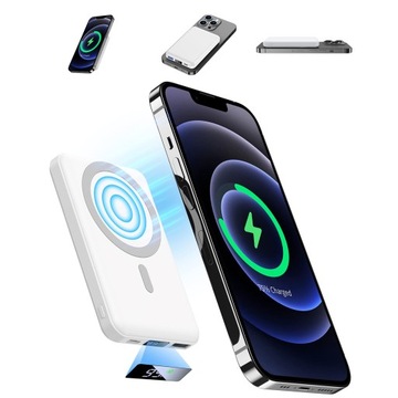 POWER BANK ŁADOWARKA INDUKCYJNA Magsafe 10000mAh biały