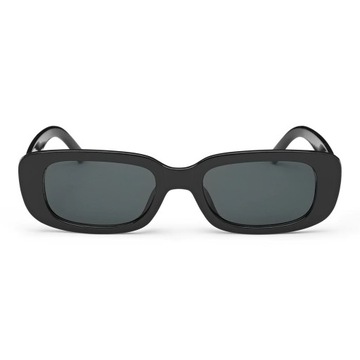 Retro Okulary przeciwsłoneczne kujonki damskie prostokątne czarne modne