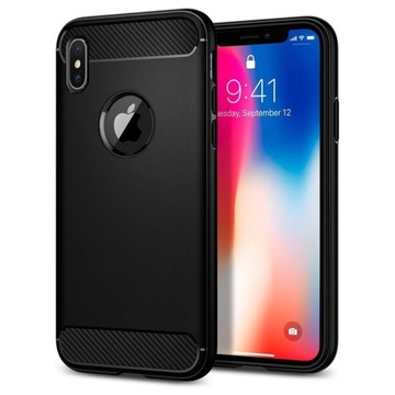 ETUI KARBON CASE PLECKI POKROWIEC FUTERAŁ OBUDOWA do IPHONE XS MAX + SZKŁO