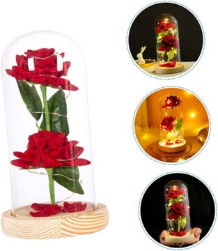 ETERNAL ROSE 2 РОЗЫ В СТЕКЛЕ LED СВЕТЯЩАЯСЯ КОРОБКА ПОДАРОК ​​НА ЖЕНСКИЙ ДЕНЬ