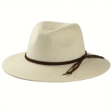 Klasyczna czapka panama pleciony pasek ozdobny słomkowy kapelusz