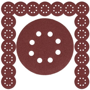 20x PAPIER ŚCIERNY KRĄŻKI NA RZEP SAMOPRZYLEPNE Z OTWORAMI OTWORY 125mm P40