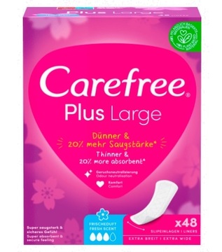 Carefree Plus Large Fresh Scent, Wkładki higieniczne, 48 sztuk