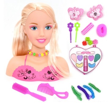 Girls Make Up Set Doll Styling Head with Cosmetics and Accessories B Blond